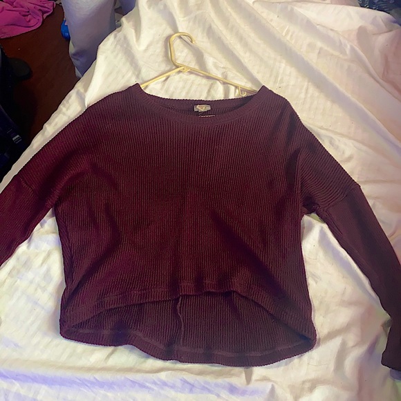 cape juby burgundy off the shoulder sweater. - Picture 1 of 2